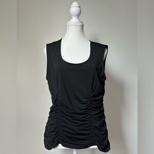 GILANI Y2K Black Ruched Whimsigoth Vamp Sleeveless Top Size 16